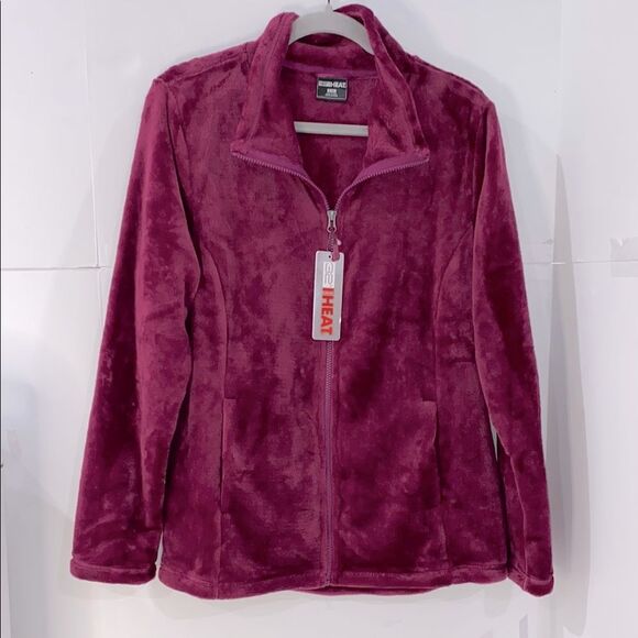 32 Degrees Heat Magenta Purple Plush Faux Fur Zippered Jacket Size Large NWT - Picture 1 of 12
